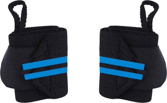 Foto: Wrist polsbanden 2 stuks lichtblauw zwart fitness en crossfit polsband polsbandage wrist support wraps pols bandage band bodybuilding support gewichthef straps krachttraining lifting workout straps