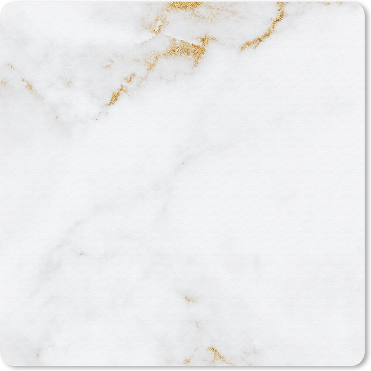 Muismat 20x20 cm - Mousepad Marmer - Goud - Wit - Luxe - Muismatten
