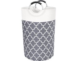 Wasmand - Grote wasmand - Opvouwbare wasmand - Waszak - Stoffen wasmand voor badkamer, slaapkamer & wasruimte - Grijs - 115 L