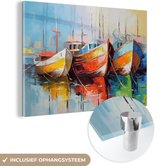 MuchoWow® Glasschilderij 120x80 cm - Schilderij acrylglas - Boten - Kunst - Kleuren - Schilderij - Foto op glas - Schilderijen