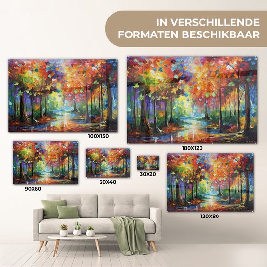 MuchoWow® Peinture sur Verre - Paysage - Forêt - Couleurs - Nature - 150x100 cm - Peintures sur Verre Acrylique - Photo sur Glas