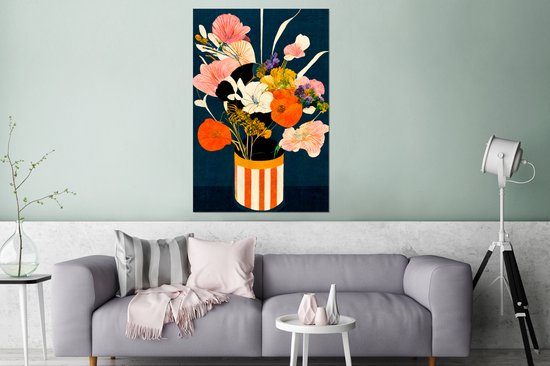 Décoration murale Métal - Aluminium Peinture Industrielle - Fleurs - Vase - Peinture - Plantes - 80x120 cm - Dibond - Photo sur aluminium - Décoration murale industrielle - Pour le salon / chambre