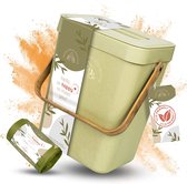 Bioprullenbak keuken-duurzaam & geurdicht-prullenbak klein 5L-ruimtebesparend & veelzijdig-om op te hangen of neer te zetten - incl. 20x bio-vuilniszakken (groen