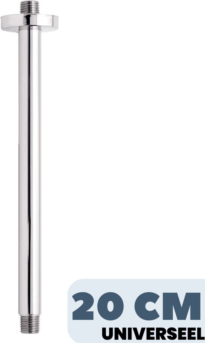 EcoRain© Hoofddouche Plafond Douchearm 20 cm - Gemaakt van Roestvrij Staal RVS 304 - Gemakkelijke Installatie - Universele Aansluiting - met Sierrozet - 2 jaar garantie - Chroom