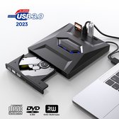 BPgoods® - 3-in-1 Externe DVD/CD Speler en Brander voor Laptop en PC - 2023 - USB 3.0 & USB C - Plug & Play - USB Hub met 2 Poorten - Gratis SD Adapter