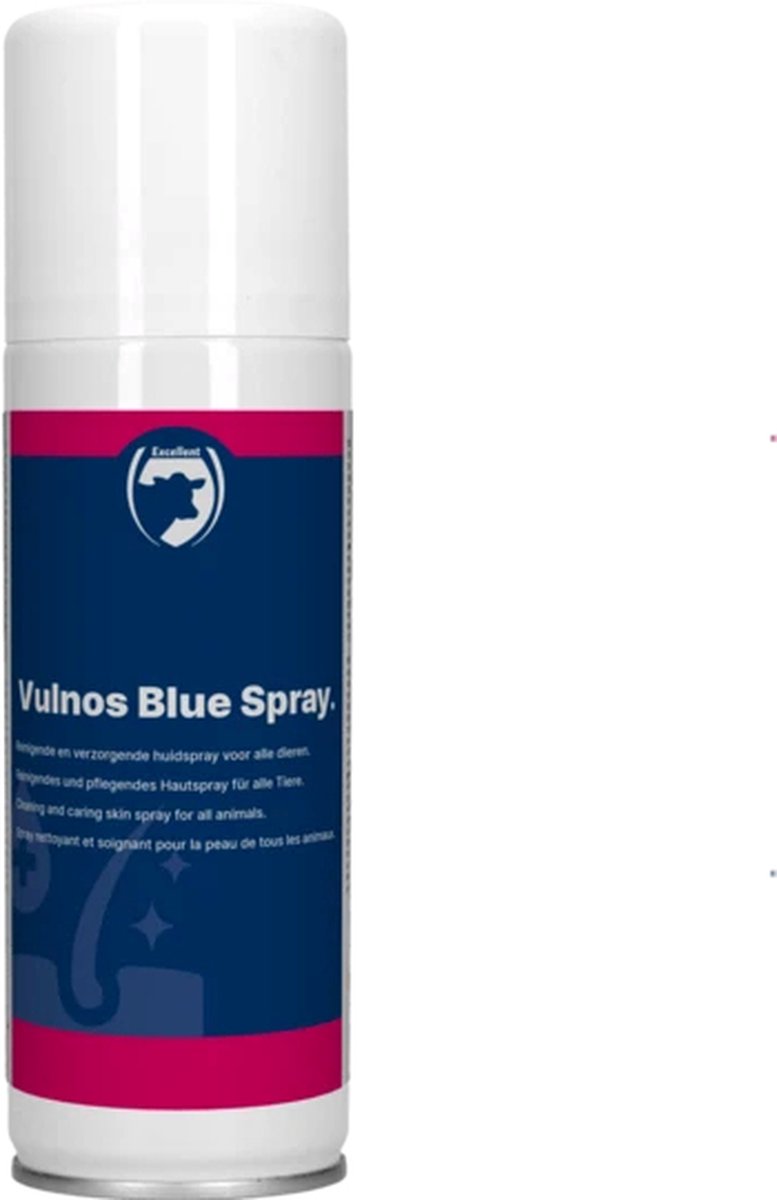 Excellent Vulnos Blauw Spray - Reinigende, hygiënische en verzorgende spray - Ondersteund het herstellend vermogen van de huid - 200 ml - Holland Animal Care