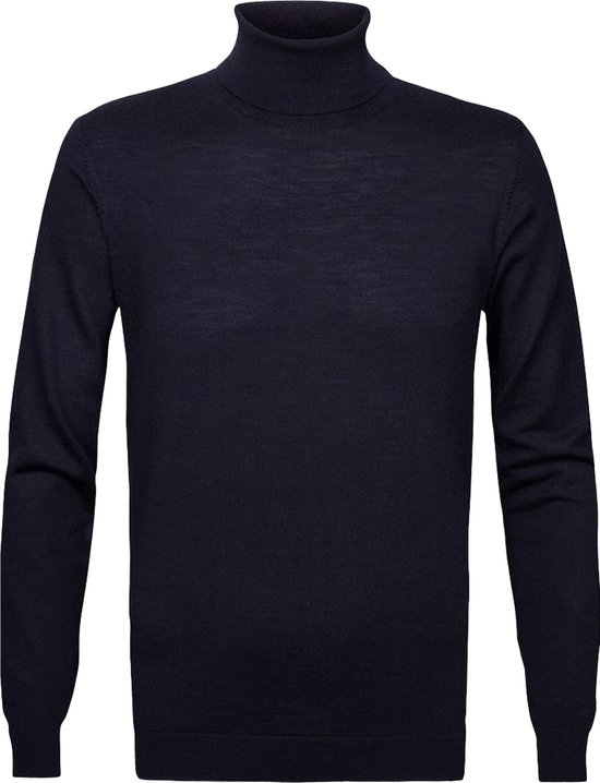 COOFANDY Heren rolkraag pullover lange mouwen slim fit gebreide trui basic turtleneckpullover sweater vlechtpatroon, Donkerblauw, XL