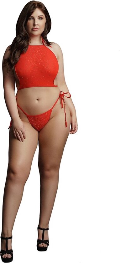 Shots - Le Désir Sexy Strass Top en String - Plus Size red Queen Size