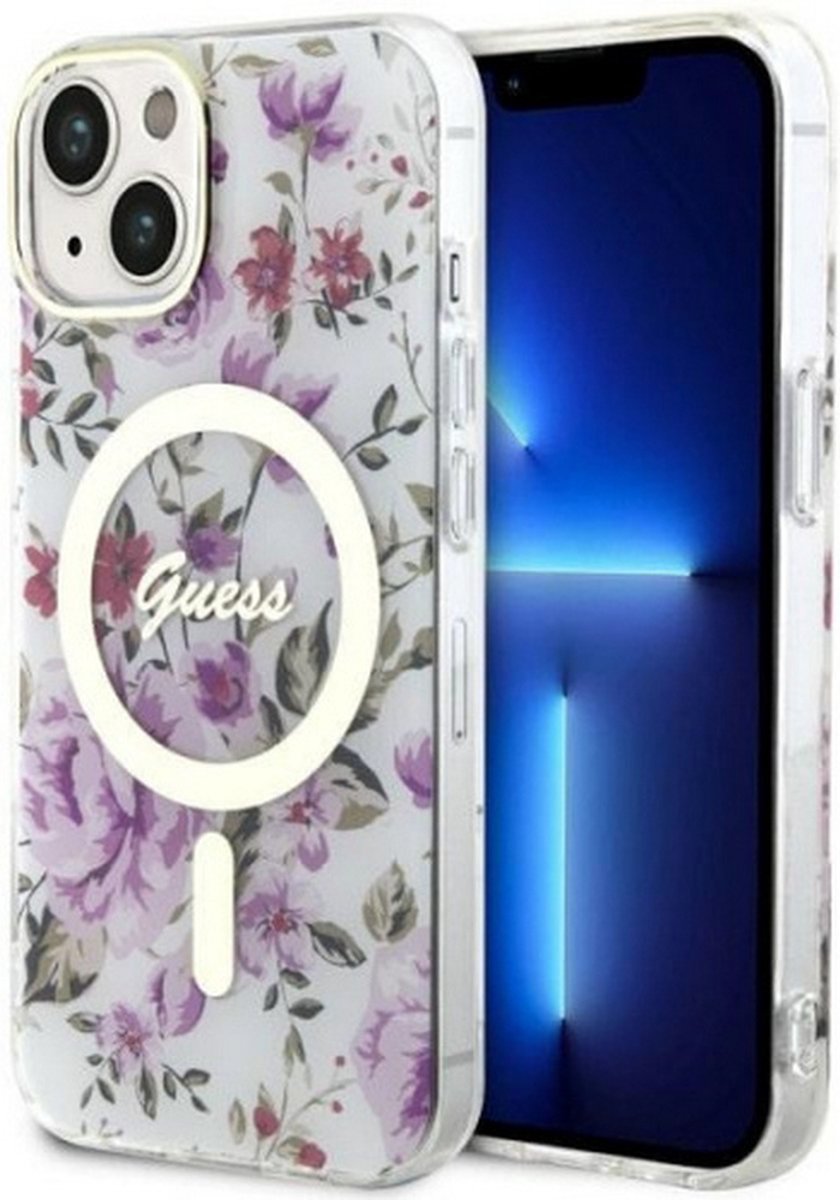 Guess Flower MagSafe Compatible Back Case - Apple iPhone 14 (6.1") - Clear