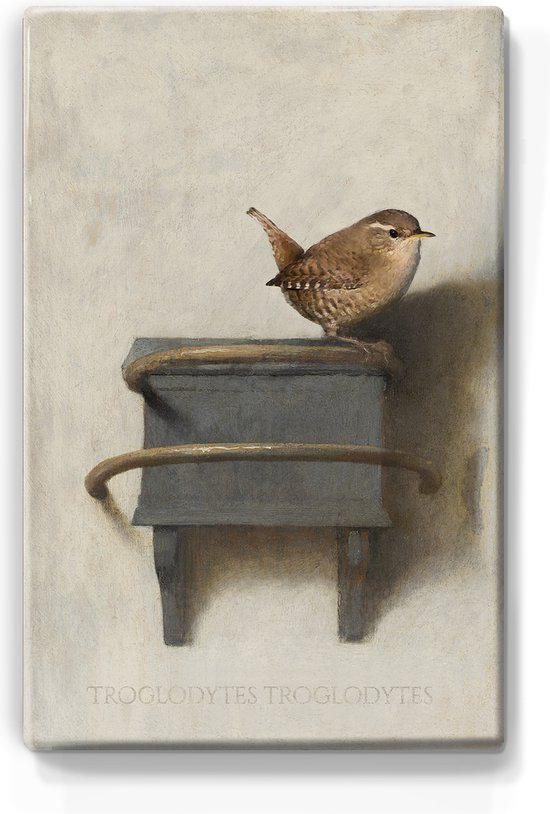 Wren-mini - Mini impression laquée - 9,6 x 14,6 cm - Indiscernable d'une véritable peinture sur bois peinte à la main - Plus belle qu'une impression sur toile.