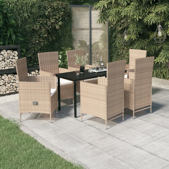 vidaXL Ensemble de jardin 7 pièces avec coussins Beige