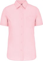 Blouse Dames L Kariban Korte mouw Pale Pink 65% Polyester, 35% Katoen