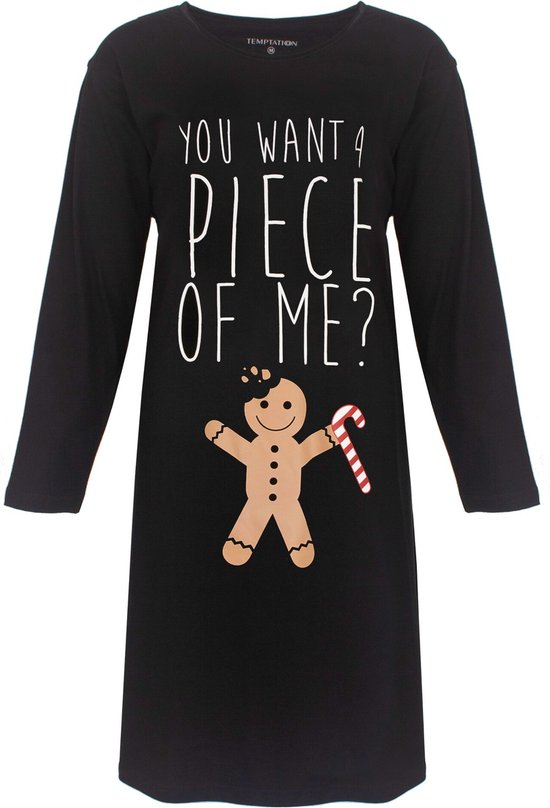 Temptation Ladies Bigshirt robe de nuit chemise de nuit Zwart TPNGD2918A Tailles: M