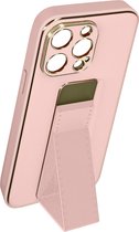 Siliconen Hoes Geschikt voor Apple iPhone 14 Pro Max Opvouwbare standaard Magnetisch Roze