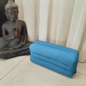 Yoga blok - Traditionele Thaise Kapok Yoga Ondersteuning Blok Kussen - Meditatie Kussen rechthoek - 35x15x10cm - effen blauw