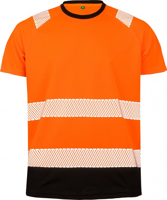 T-shirt Unisex S/M Result Ronde hals Korte mouw Orange / Black 100% Polyester