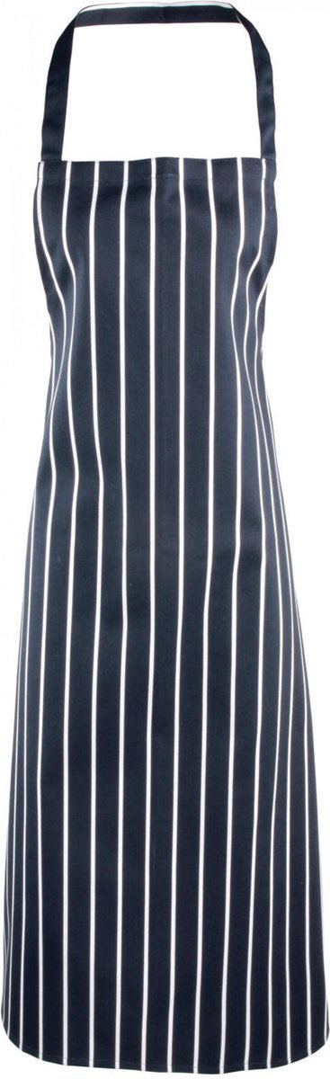 Schort met strepen in slagersstijl Kleur Blauw / Wit