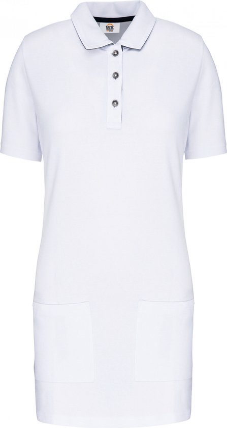 Polo Dames M WK. Designed To Work Kraag met knopen Korte mouw White / Navy 95% Katoen, 5% Elasthan