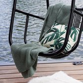 Coffret cadeau HOOMstyle – Couverture à Plaid tricotée verte et Sierkussen Monstera vert – 2 pièces