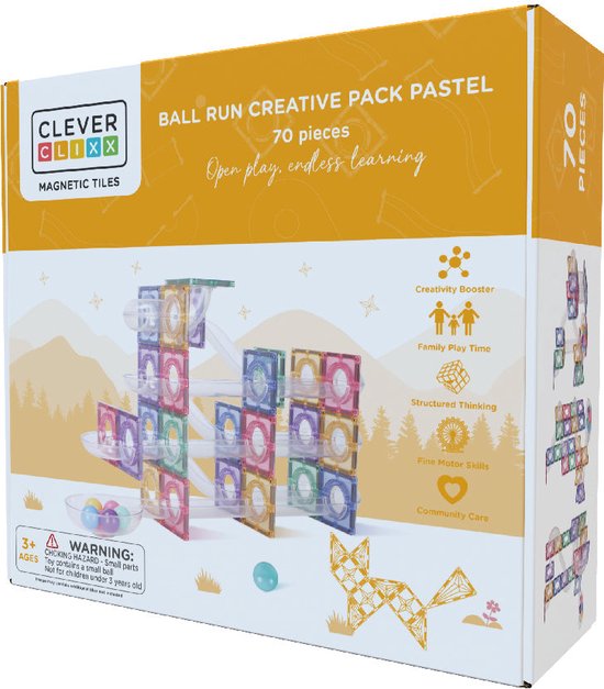 Afbeelding van het spel Cleverclixx Ball Run Creative Pack Pastel | 70 Stuks