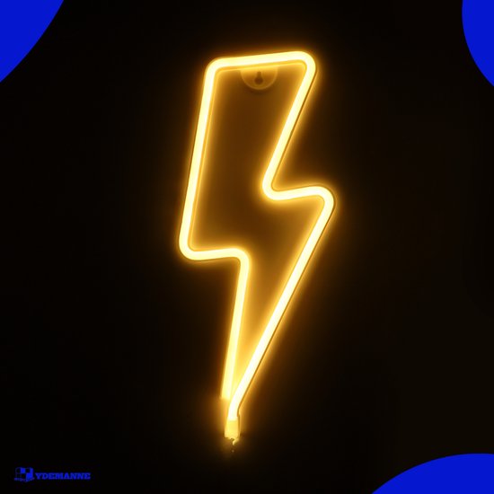 Neon Lamp - Bliksem Warm Wit - Incl. 3 Batterijen - Neon Verlichting - Neon Led Lamp - Neon Wandlamp