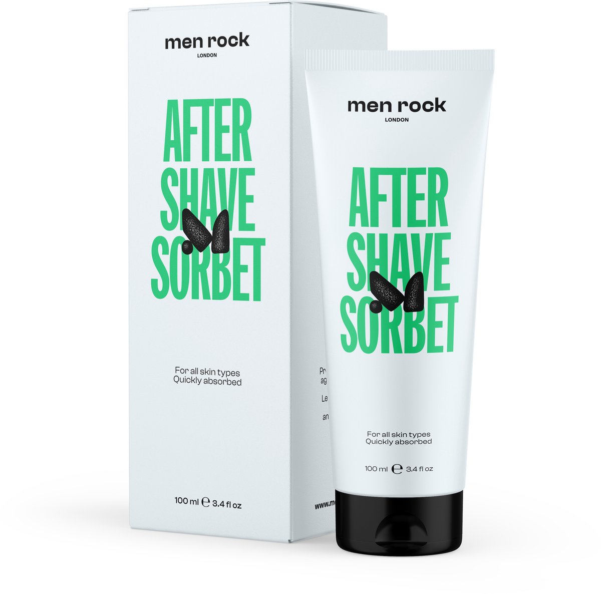 Men Rock London - After Shave Sorbet Meloen/Perzik met actieve haargroei vertrager - anti-bacterieel en ontstekingsremmend 100ML 95% natuurlijke ingrediënten!