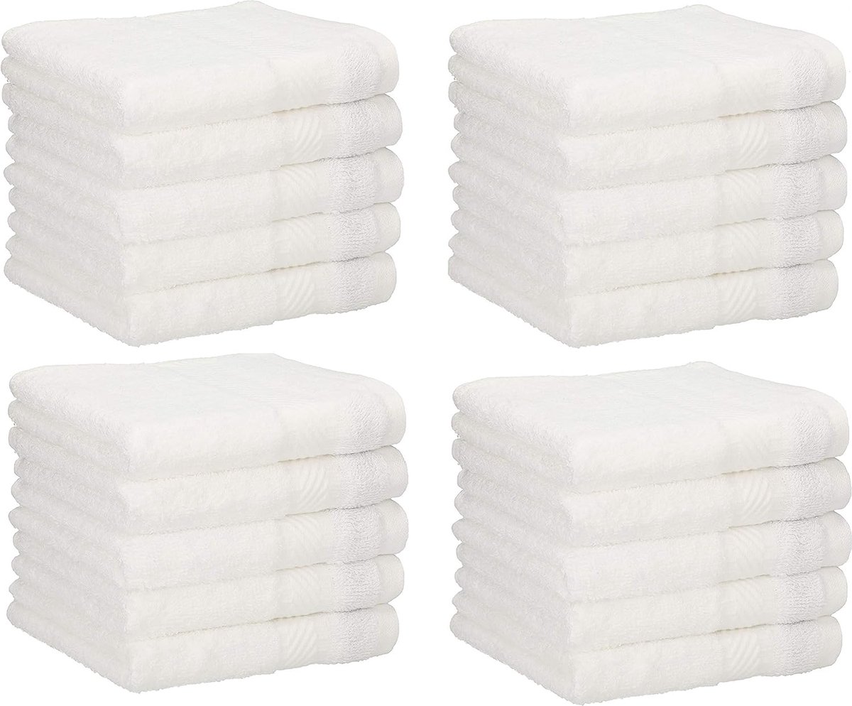 Goedkoopste 20 stuks zeepdoekjes Neapel 100 katoen grootte 30x30 cm kleur wit