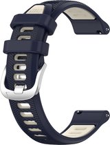 Siliconen bandje - geschikt voor Huawei Watch GT / GT Runner / GT2 46 mm / GT 2E / GT 3 46 mm / GT 3 Pro 46 mm / GT 4 46 mm / Watch 3 / Watch 3 Pro / Watch 4 / Watch 4 Pro - donkerblauw-beige