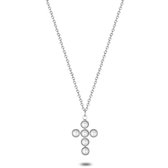 Twice As Nice Halsketting in edelstaal, kruis met parels, lengte is verstelbaar. 40 cm+5 cm