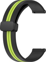 Siliconen bandje - geschikt voor Huawei Watch GT 2 42 mm / GT 3 42 mm / GT 3 Active 42 mm / GT 3 Pro 43 mm / GT 3 Elegant - zwart-limoengroen
