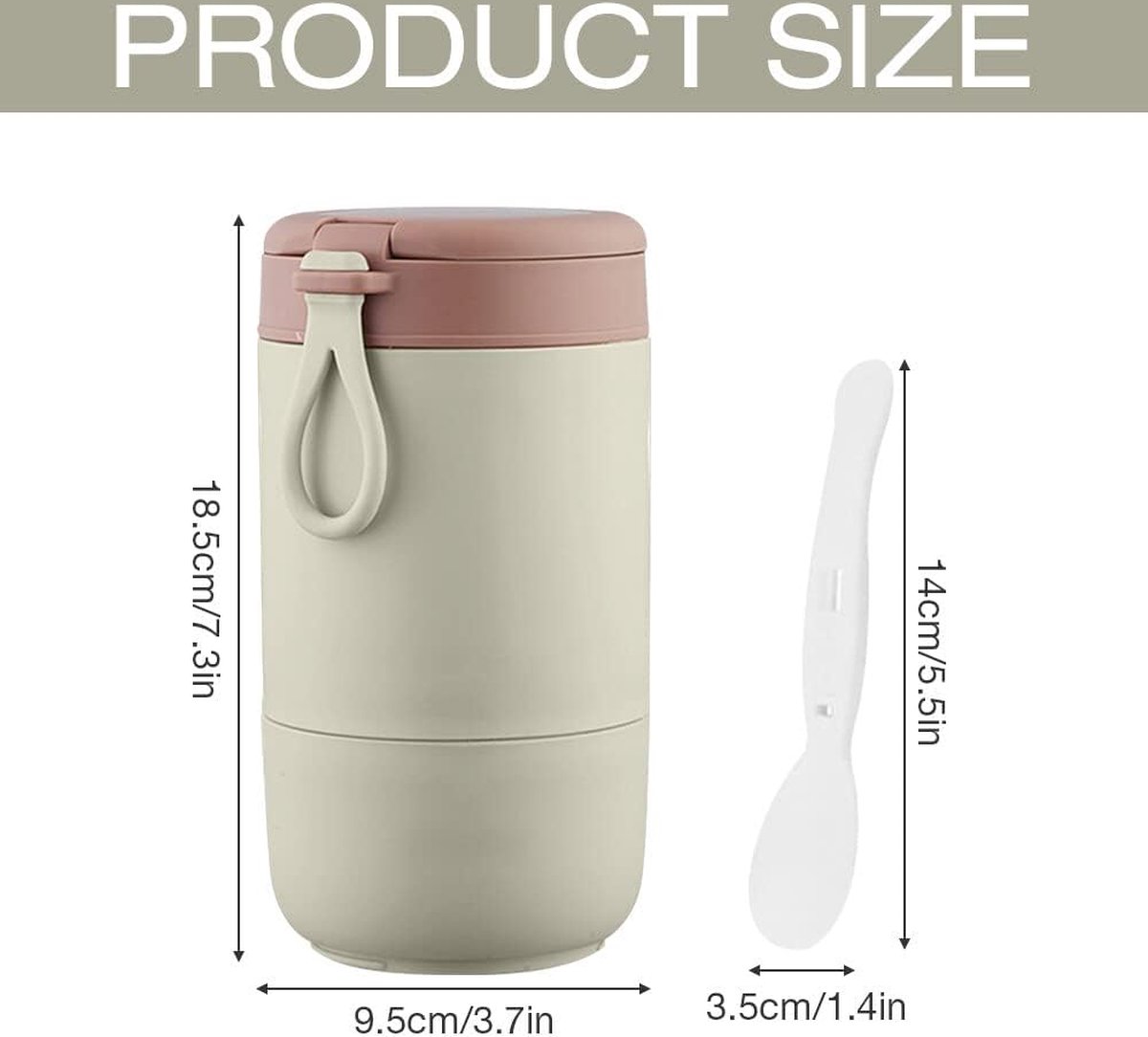 Veftsvy Grote roestvrijstalen mueslibeker om mee te nemen, yoghurtbeker to go met lepel, 530 ml 330 ml, draagbaar, lekvrij, geschikt voor ontbijt, werk, picknick, groen Veftsvy Grote roestvrijstalen mueslibeker om mee te nemen, yoghurtbeker to go met lepel, 530 ml 330 ml, draagbaar, lekvrij, geschikt voor ontbijt, werk, picknick, groen