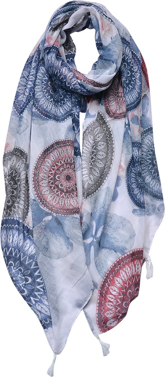 Juleeze Sjaal Dames Print 90x180 cm Blauw Synthetisch