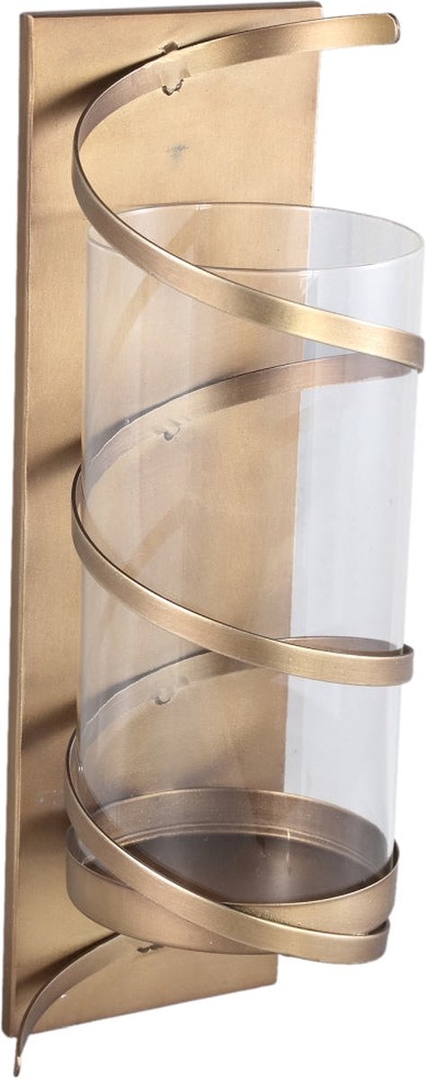 PTMD COLLECTION PTMD Haylie Windlicht - 15x12x41 cm - Glas - Messing