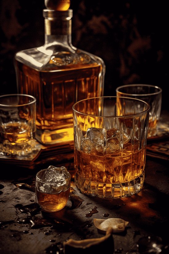 Affiche Ambiance - Affiche Whisky - Carafe à Whisky - Verres à Whisky - Affiche Boisson - Affiche Bar - Photo Art - 61x91 - Convient à l'encadrement