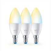 WiZ Kaarslamp 3-pack - Slimme LED-Verlichting - Warm- tot Koelwit licht - E14 - 40W - mat - Wi-Fi
