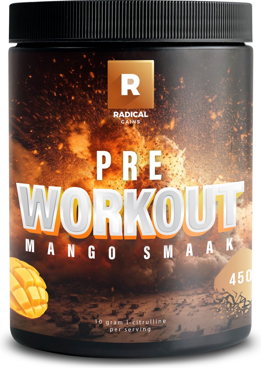 RadicalGains - Hardste Pre-Workout van de Benelux , Mango met cayennepeper - 450 gram