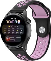 By Qubix Sport Edition bandje 22mm - Zwart + roze - Geschikt voor Samsung Galaxy Watch 3 (45mm) - Galaxy Watch 46mm - Gear S3 Classic & Frontier
