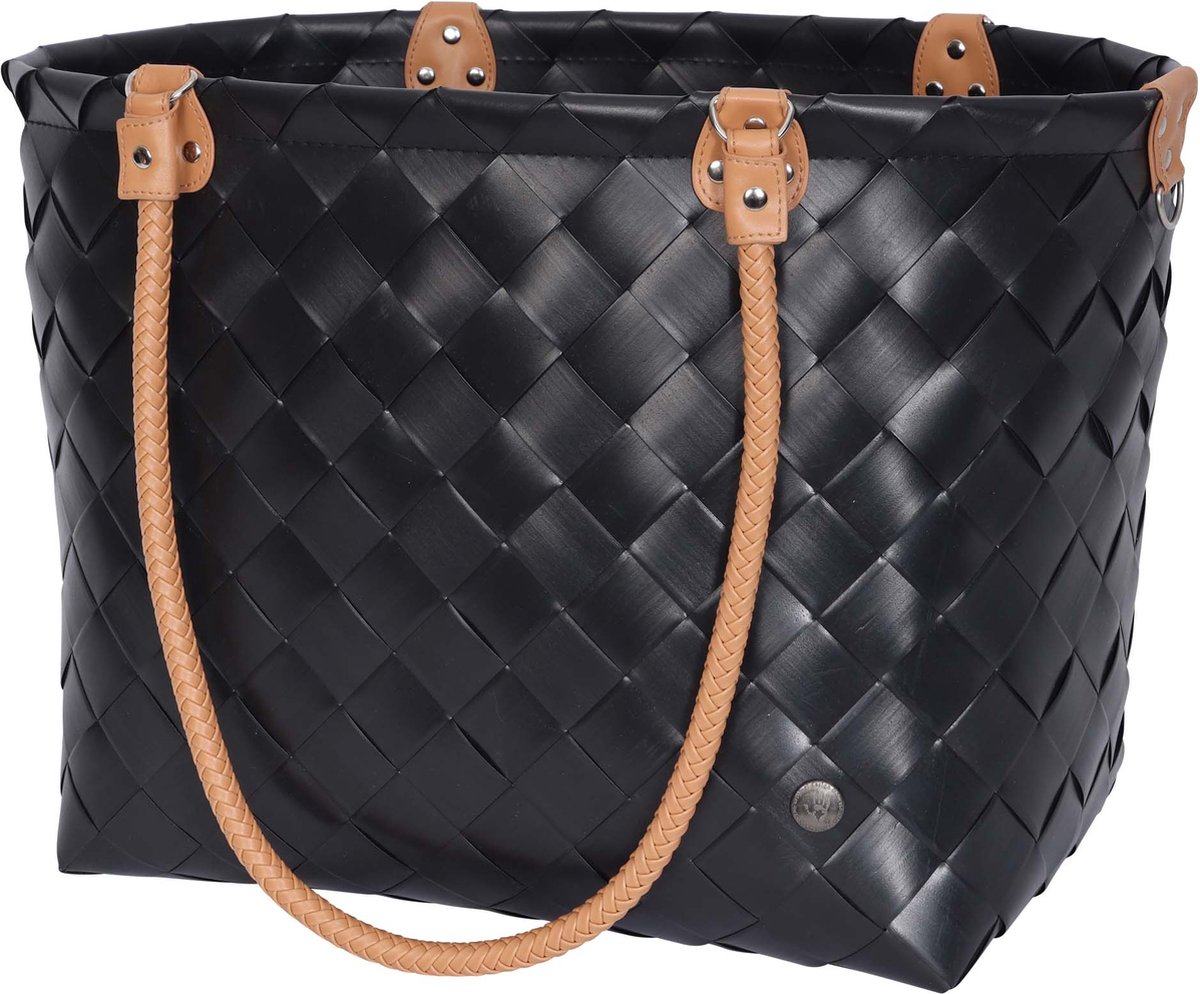 Shopper XL - Grote tas - Strandtas - Sporttas - Boodschappentas - Weekendtas - Lange hengsels - Handgevlochten - Handed By Sainte-Maxime - zwart - black