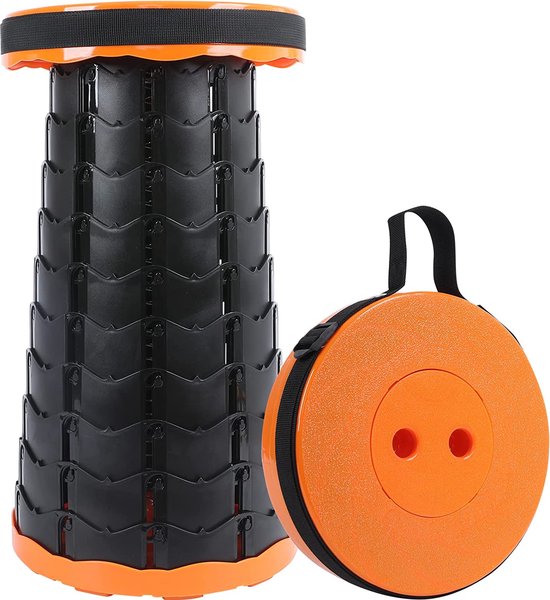 Inklapbare Kruk - Instelbare Hoogte - Opvouwbare kruk - Camping Kruk - Foldable stool - Tot 45cm - Oranje