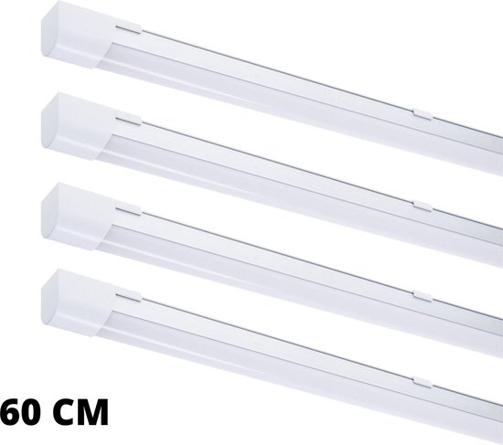 Indoor LED TL Verlichting set 60 cm - Compleet armatuur incl. LED TL buis - 4PACK