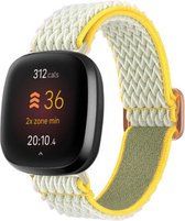 Strap-it Smartwatch bandje - Elastisch nylon bandje geschikt voor Fitbit Versa 4 / Fitbit Sense 2 - sunshine geel