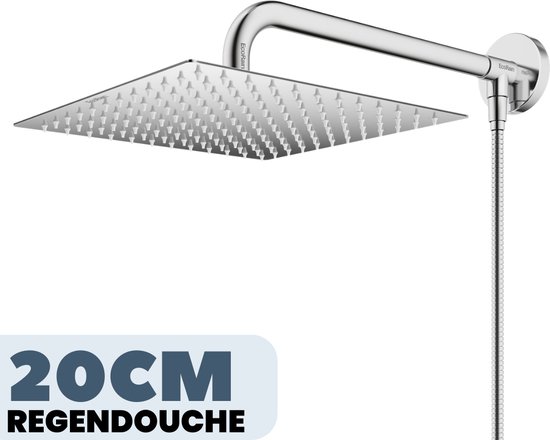 EcoRain© RVS Regendouche met Douchearm Tyler 20 cm - Doucheset - Chroom