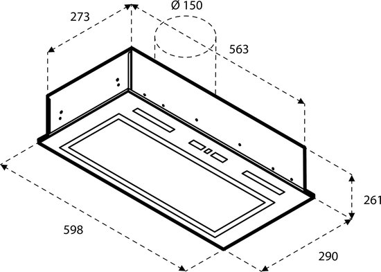 Inventum AKI6015RVS inbouw afzuigkap 60 cm - Afzuigcapaciteit 645 m3/h - Geschikt voor open keuken - 4 standen - Timer - Ledverlichting - Luchtafvoer en recirculatie - RVS