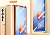 Plating Mechanische Telefoon Hoes Voor Samsung Galaxy Z Fold 4 Volle Telefoon Bescherming Scharnier Cover Goud Acryl Hoes Inclusief S Pen Hoge Kwaliteit
