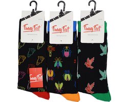 Funny Feet socks - Happy birds kousen - cadeau - grappige sokken - 3 paar - Maat 39-42