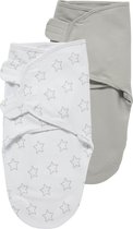 Meyco Baby Stars/Uni swaddlemeyco inbakerdoek - 2-pack - grey/light grey - 0-3 maanden