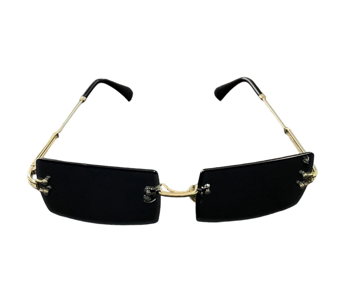 ASTRADAVI Zonnebril - Unisex Sunglasses UV400 - Gouden Metalen frame - Randloos Lenzen - Zwart