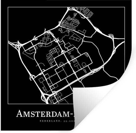 Stickers muraux - Film autocollant - Plan de la ville - Carte - Amsterdam- Sud-Est - Carte - 80x80 cm - Film adhésif - Stickers muraux Chambre d'enfant - Papier peint autocollant