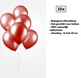 25x Ballonnen 12 inch pearl rood 30cm - biologisch afbreekbaar - Festival feest party verjaardag landen helium lucht thema