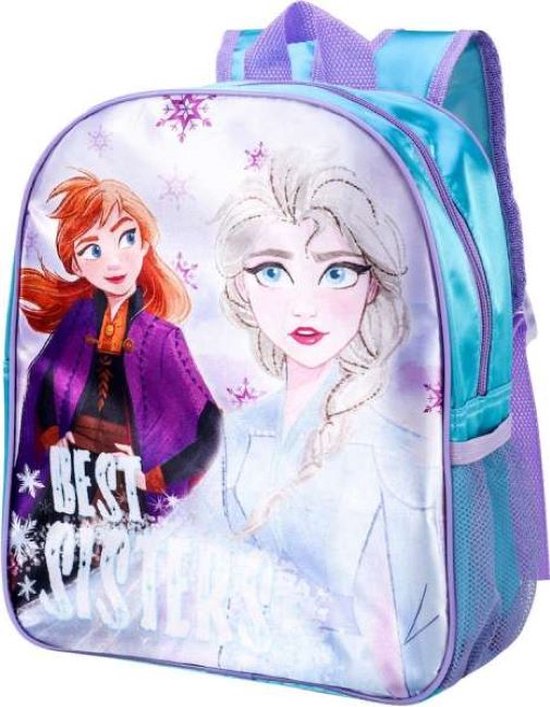Frozen rugtas / schooltas - turquoise met paars - Anna en Elsa rugzak - 30 x 25 cm.